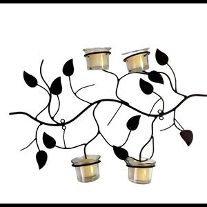 Votive Candle Holder Wall Sconce Metal Vine Leaves